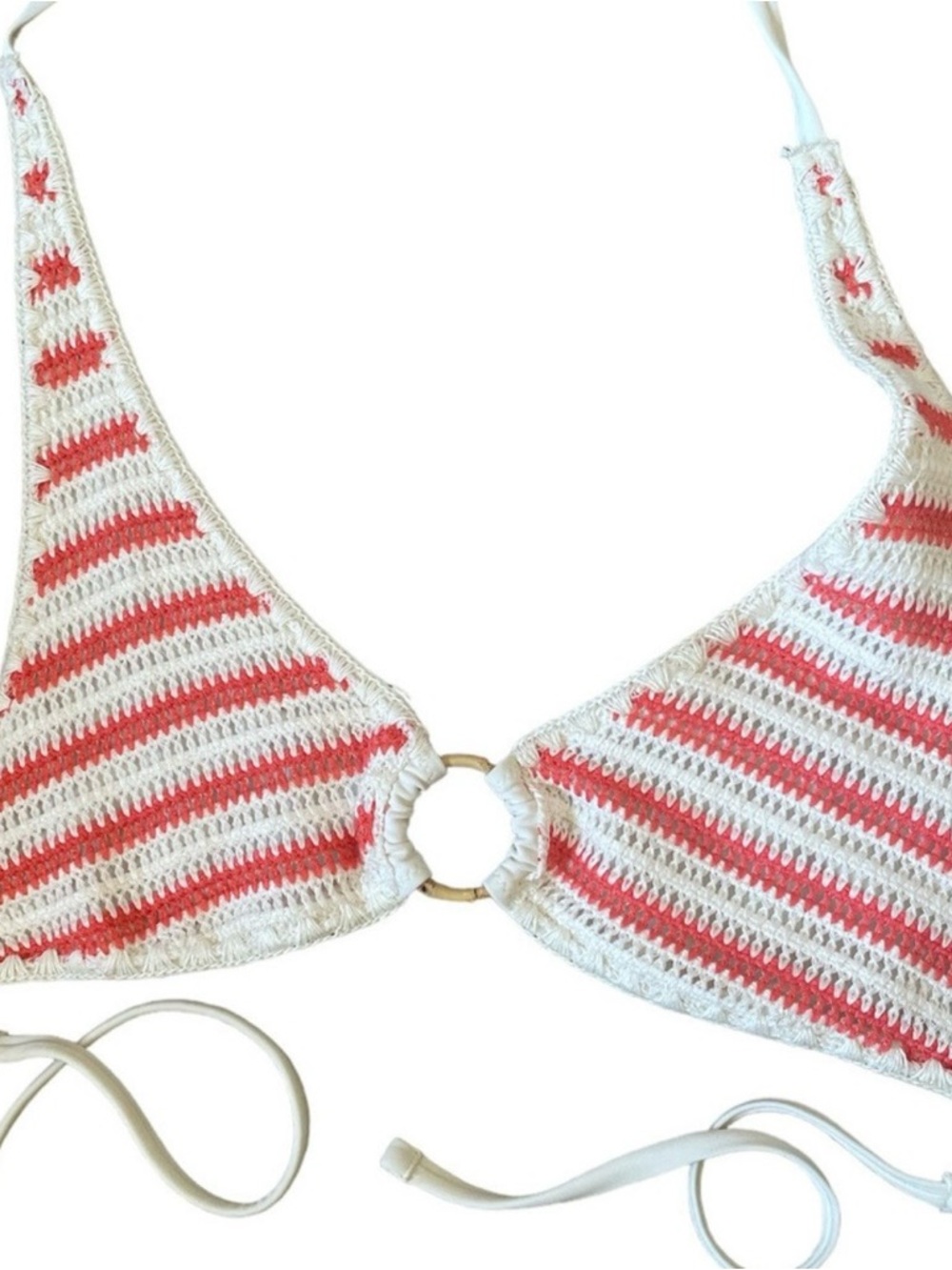 🐻 2/$25 • aerie | LIKE NEW • Striped Crochet Halter Top